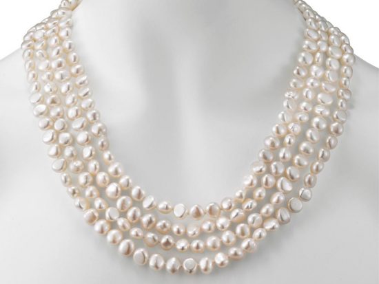 MASTOLONI - 8-8.5MM White Baroque Freshwater Pearl Strand 100 Inches