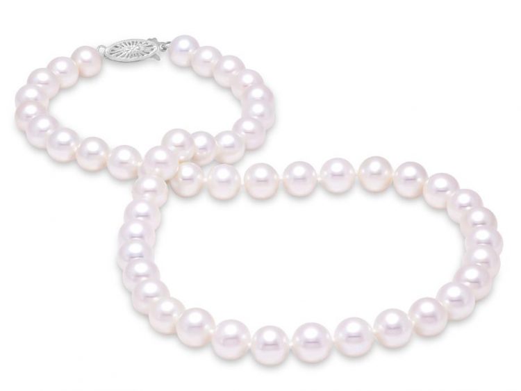 MASTOLONI - 14K White Gold 10.5-11.5MM White Round "A" Quality Freshwater Pearl Strand 16 Inches