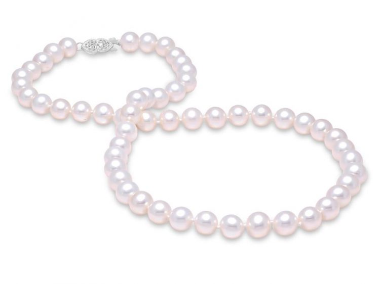 MASTOLONI - 14K White Gold 10.5-11.5MM White Round "A" Quality Freshwater Pearl Strand 18 Inches