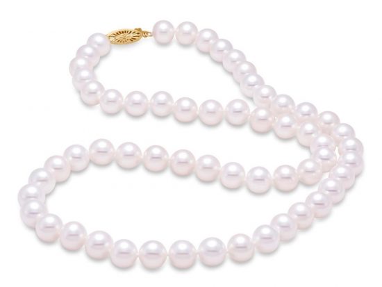 MASTOLONI - 14K White Gold 10.5-11.5MM White Round "A" Quality Freshwater Pearl Strand 24 Inches