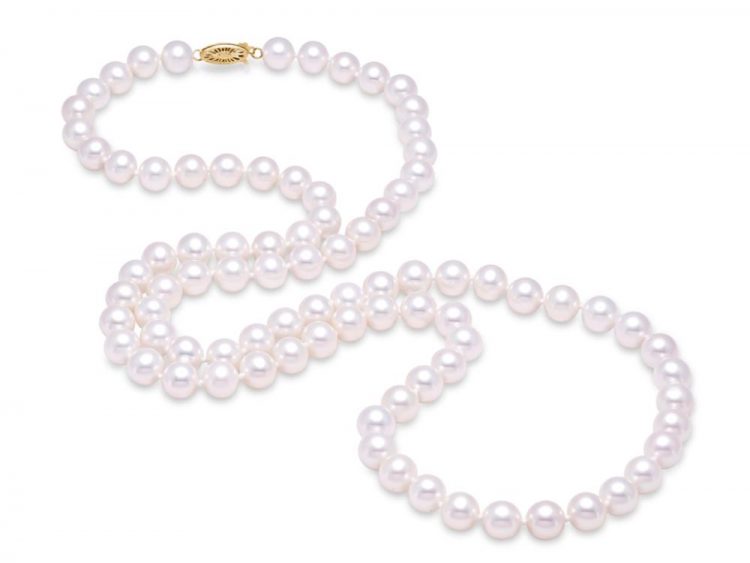 MASTOLONI - 14K White Gold 10.5-11.5MM White Round "A" Quality Freshwater Pearl Strand 30 Inches