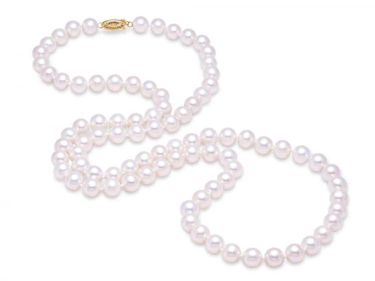 MASTOLONI - 14K Yellow Gold 10.5-11.5MM White Round "A" Quality Freshwater Pearl Strand 34 Inches