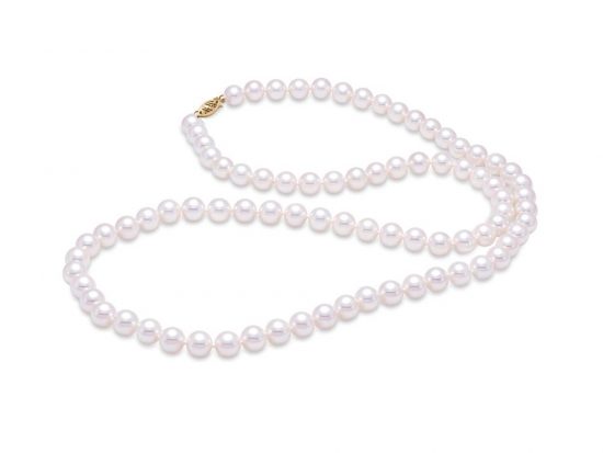 MASTOLONI - 14K Yellow Gold 5.5-6MM White Round "A" Quality Freshwater Pearl Strand 24 Inches