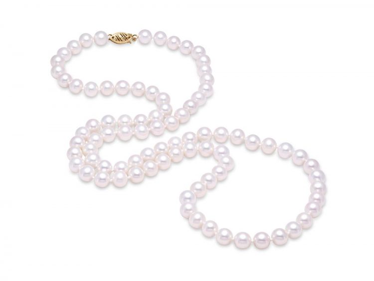 MASTOLONI - 14K White Gold 5.5-6MM White Round "A" Quality Freshwater Pearl Strand 30 Inches