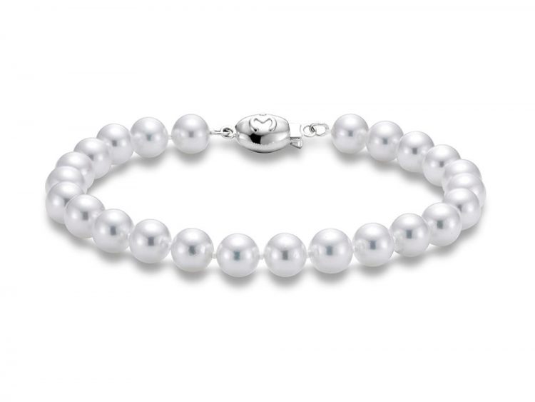 MASTOLONI - 18K White Gold 6-6.5MM White Round "A" Quality Akoya Pearl Strand 7 Inches