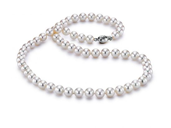 MASTOLONI - 18K White Gold 6.5-7MM White Round "A" Quality Akoya Pearl Strand 18 Inches