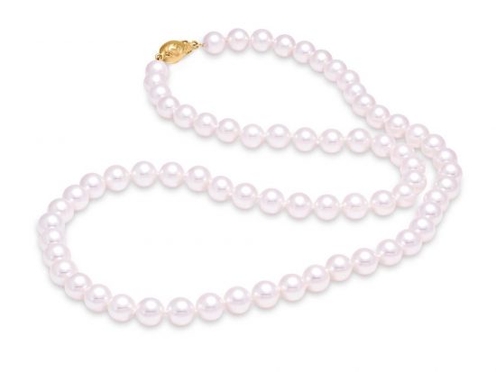 MASTOLONI - 18K White Gold 6.5-7MM White Round "A" Quality Akoya Pearl Strand 20 Inches