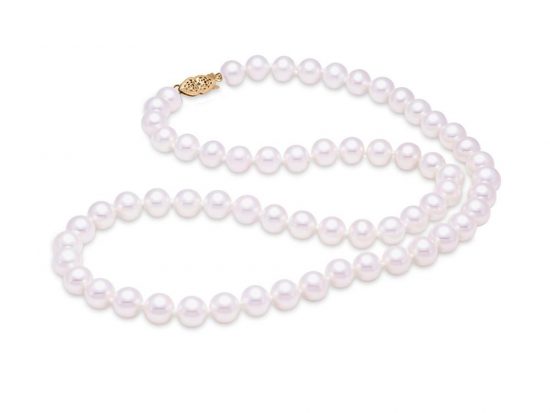 MASTOLONI - 14K Yellow Gold 6.5-7MM White Round "A" Quality Freshwater Pearl Strand 20 Inches