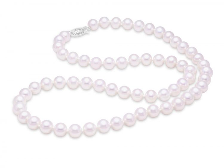 MASTOLONI - 14K Yellow Gold 7.5-8MM White Round "A" Quality Freshwater Pearl Strand 20 Inches