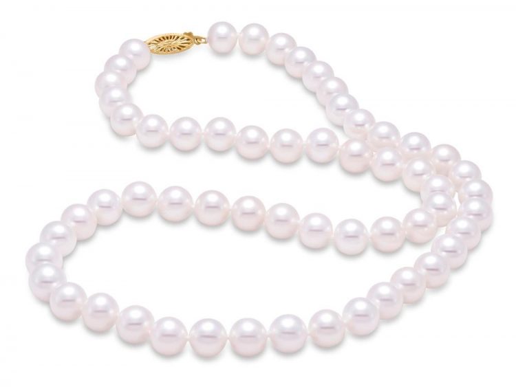 MASTOLONI - 14K White Gold 8.5-9MM White Round "A" Quality Freshwater Pearl Strand 20 Inches