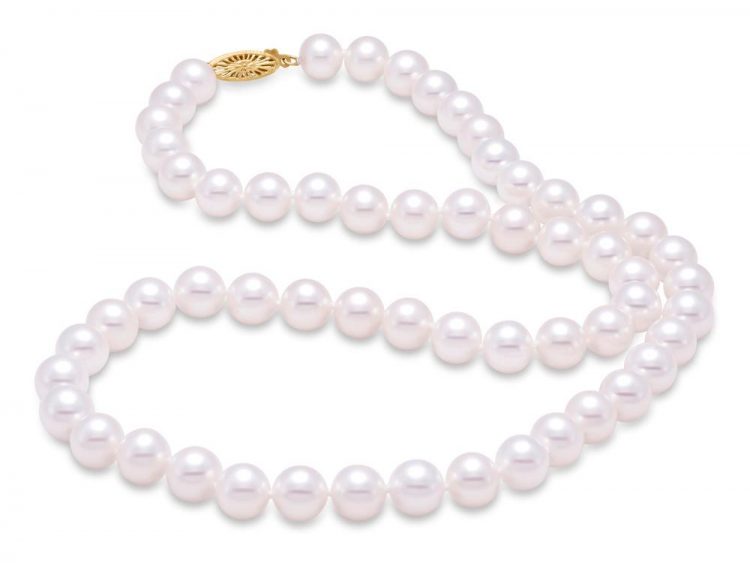 MASTOLONI - 14K Yellow Gold 9.5-10.5MM White Round "A" Quality Freshwater Pearl Strand 20 Inches