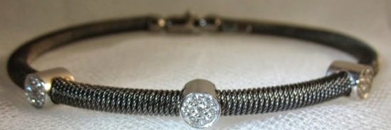 Black Rhodium & White Gold Cord Bangle