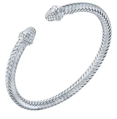 Sterling Silver Mesh Cuff Bangle Bracelet Barbara Parker S Diamond Sterling Silver Mesh Cuff Bangle Bracelet
