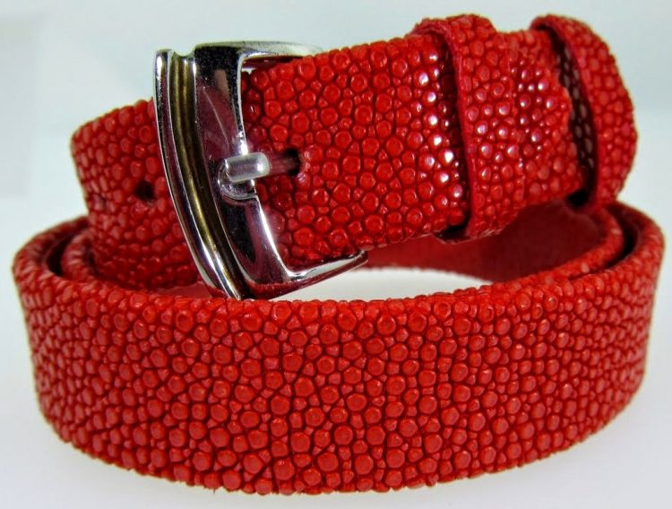 Red Triple Wrap Textured Leather Bracelet