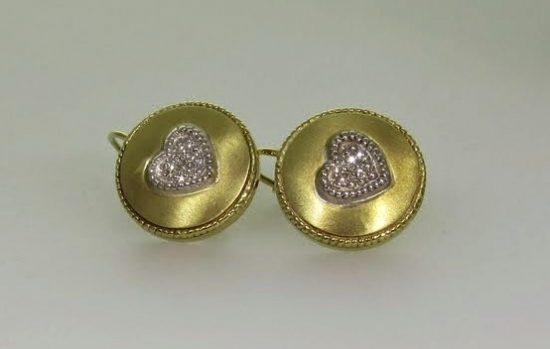 Diamond Heart Disc Earrings