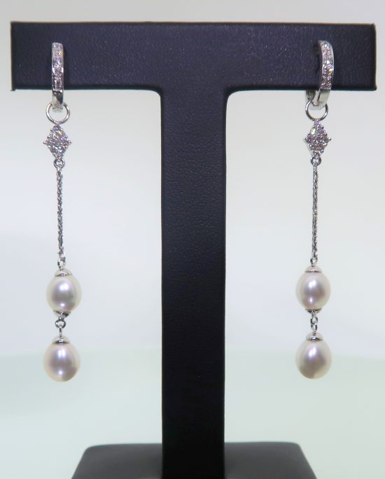 Freshwater Pearl & Diamond Earring Charms
