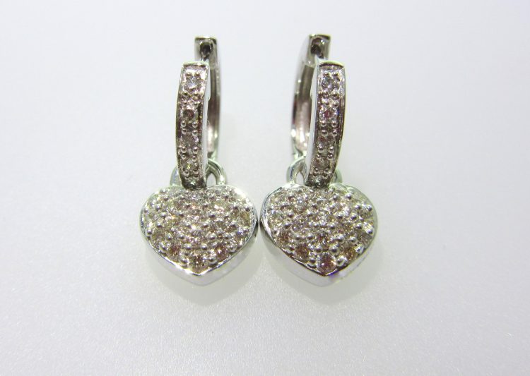 Heart Charm Diamond Earrings