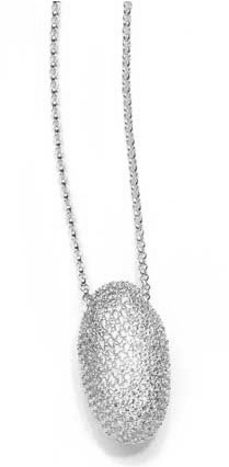 White Crystal Oval Drop Necklace 