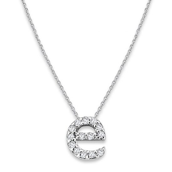 "E" Diamond Baby Typewriter Initial Necklace