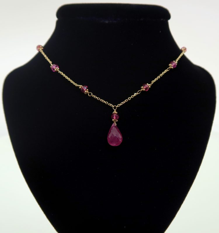 Pink Briolette Pendant