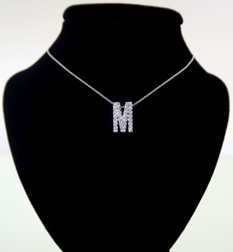Pave Diamond "M" Initial Pendant