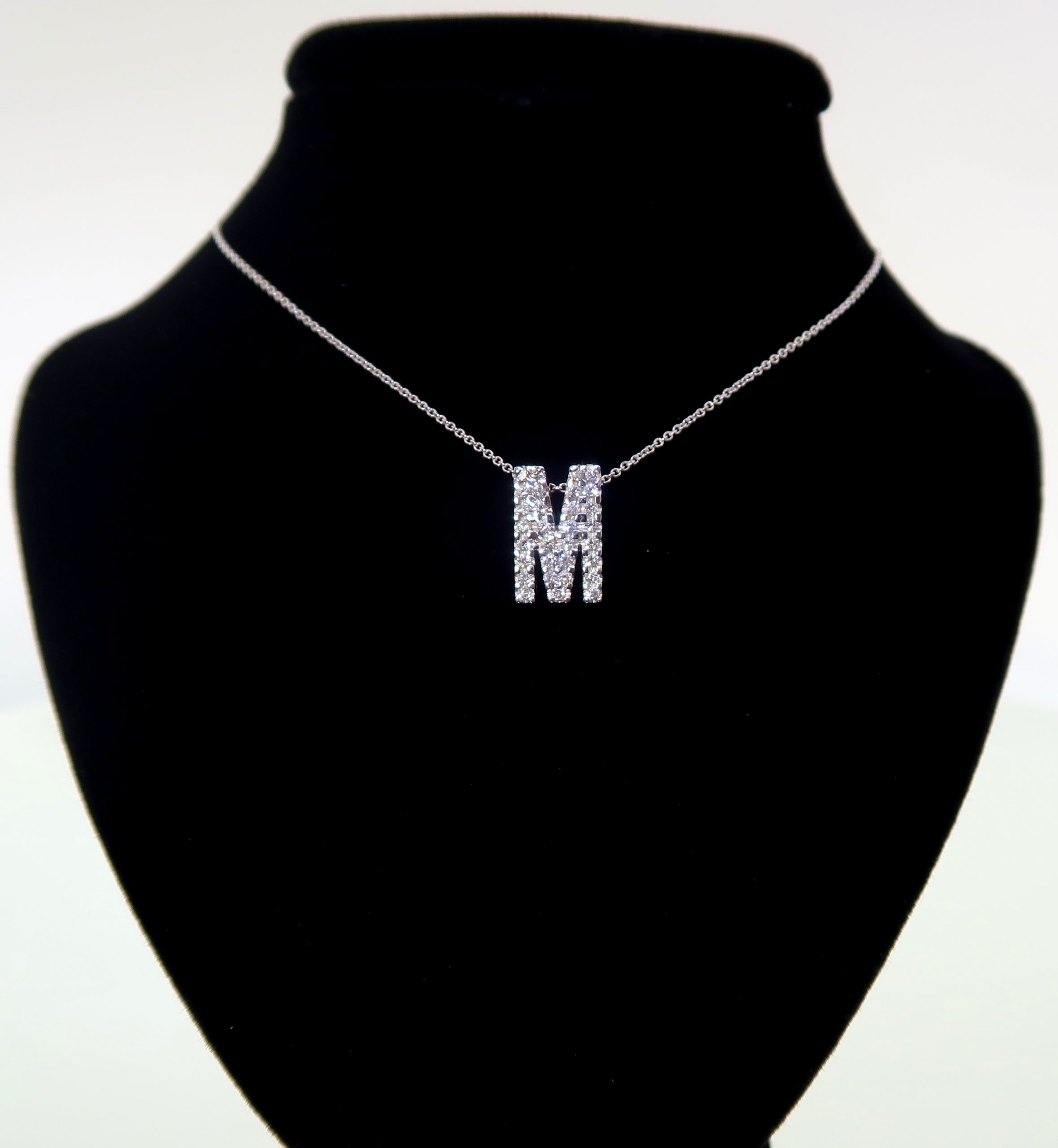Love Letter Diamond Initial M Necklace in Yellow Gold | Sylvan's Jewelers