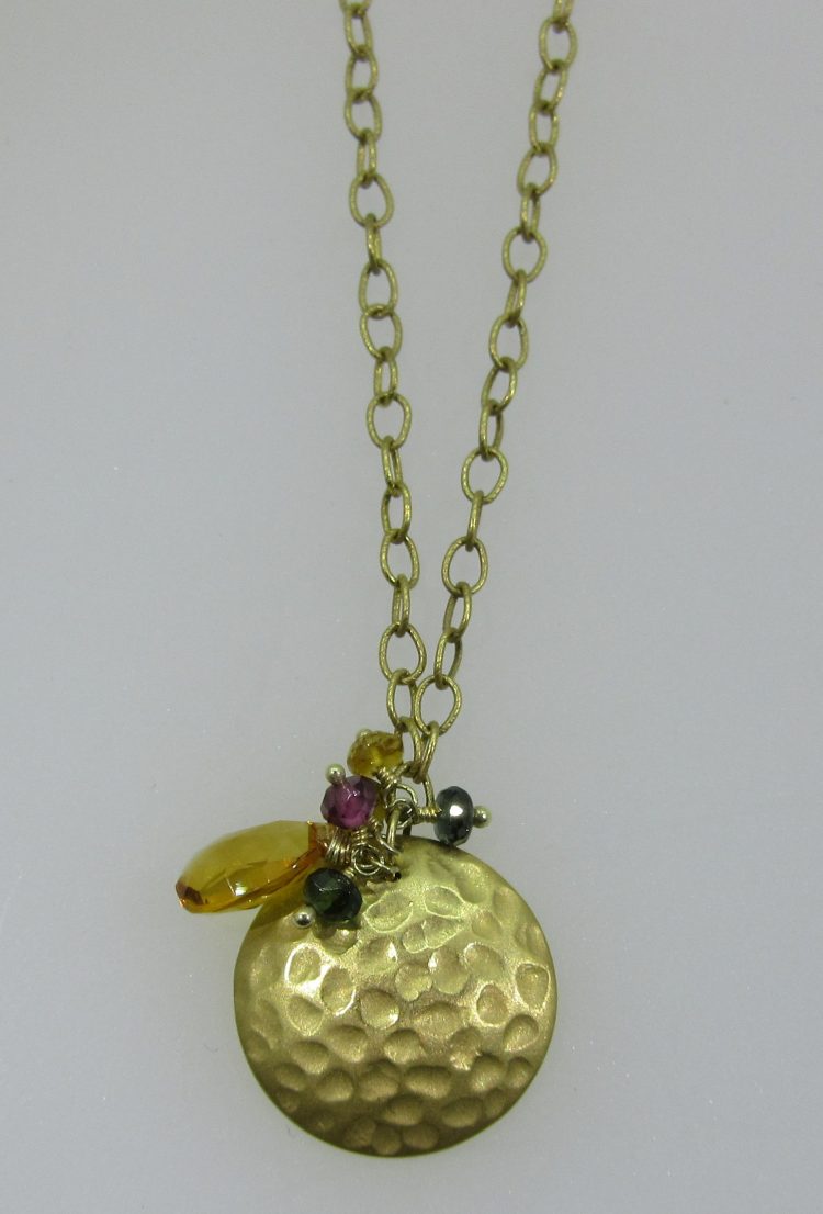 Hammered Gold Disc Pendant Necklace