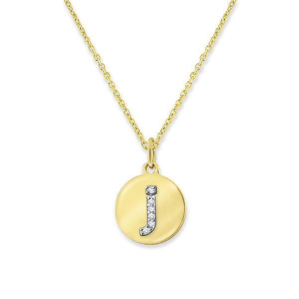 "J" Diamond Mini Disc Initial Necklace