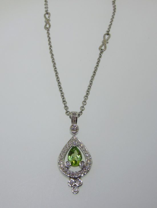 Diamond & Pear Shaped Peridot Necklace