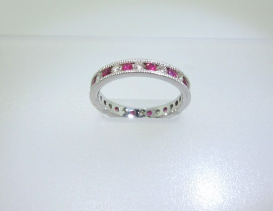 Pink Sapphire & Diamond Band