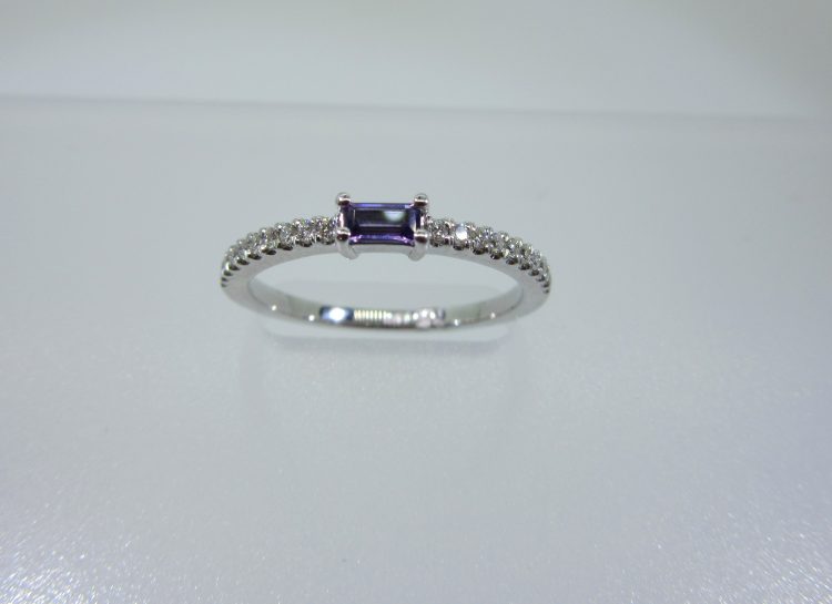 Amethyst & Diamond Anniversary Band