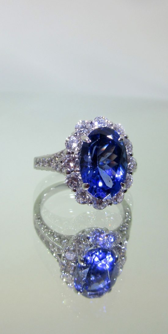 Blue Sapphire & Diamond Ring