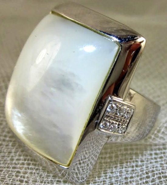 White Mother of Pearl Cocktail Ring