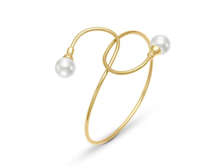 MASTOLONI - 18K Yellow Gold & Titanium 8-8.5MM White Round Cultured Pearl Bracelet