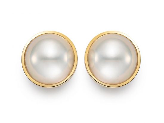 MASTOLONI - 18K Yellow Gold 15.5MM White Round Mabe Pearl Clip/Lever Back Earring