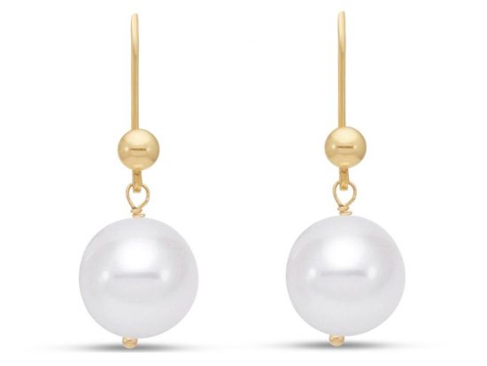 MASTOLONI - 14K Yellow Gold 8-8.5MM White Near Round Freshwater Pearl Clip/Lever Back Earring