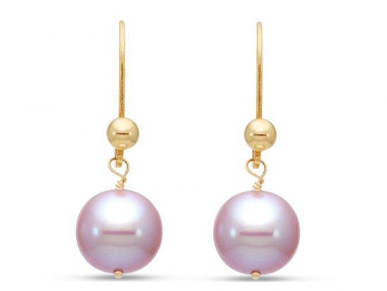 MASTOLONI - 14K Yellow Gold 8-8.5MM Pink Near Round Freshwater Pearl Clip/Lever Back Earring