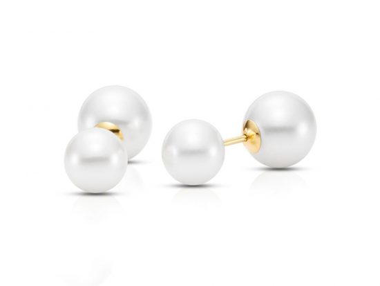 MASTOLONI - 14K Yellow Gold 10/12MM White Round Cultured Pearl Threaded Back Earring