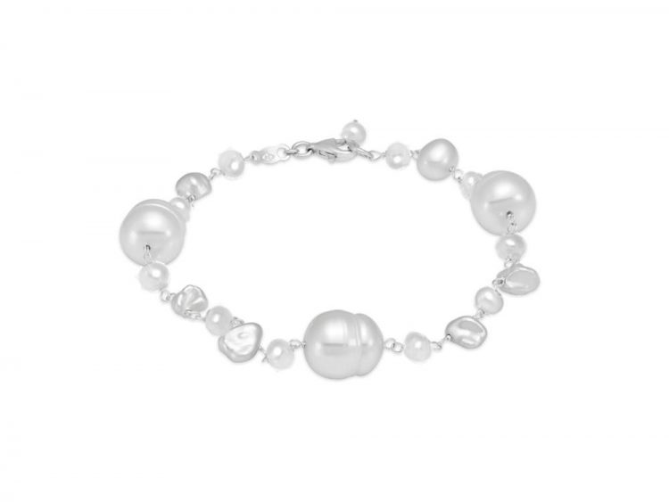 MASTOLONI - 14K White Gold 3.5-9MM White Keshi Freshwater Pearl Bracelet 8 Inches