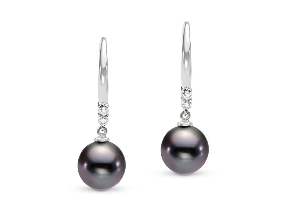 MASTOLONI - 14K White Gold 8-9MM Black Drop Shaped Tahitian Pearl ...