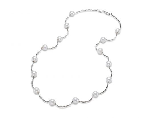 MASTOLONI - 14K White Gold 5.5-6MM White Round Freshwater Pearl Necklace 17 Inches