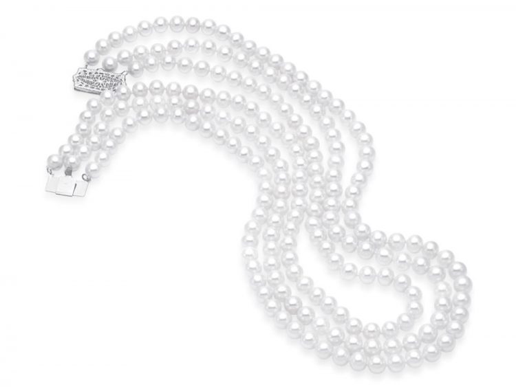 MASTOLONI - 14K White Gold 6-6.5MM White Round Freshwater Pearl Necklace 19 Inches