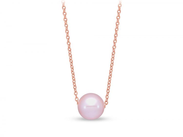 MASTOLONI - 14K Rose Gold 7.5-8MM Pink Round Freshwater Pearl Pendant 17 Inches