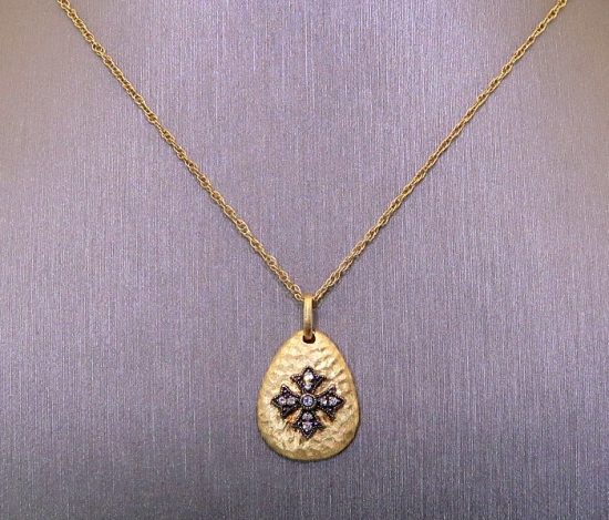 Gold Pendant with Diamond Vintage Maltese Cross