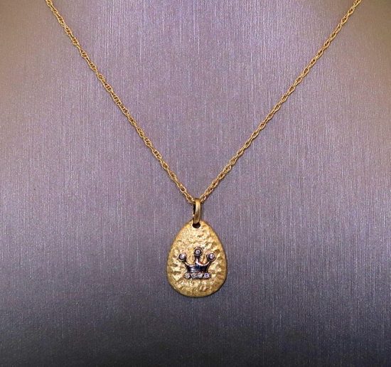 Gold Pendant with Vintage Diamond Crown