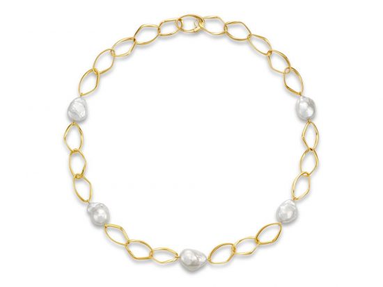 MASTOLONI - 18K Yellow Gold 17-20MM White Baroque Freshwater Pearl Necklace 27 Inches