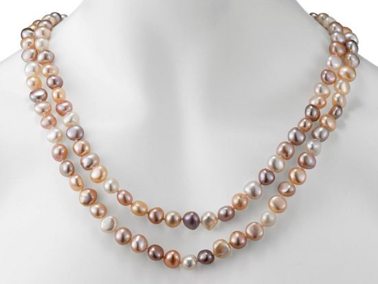 MASTOLONI - 8-9MM Multicolor Pink & White Baroque Freshwater Pearl Strand 54 Inches