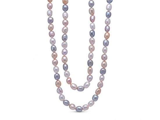 MASTOLONI - 8-9MM Multicolor Pastel Oval Freshwater Pearl Strand 54 Inches