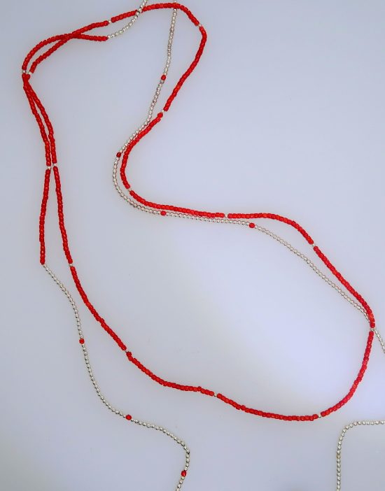Coral and Sterling Silver Bead Fashion Necklace