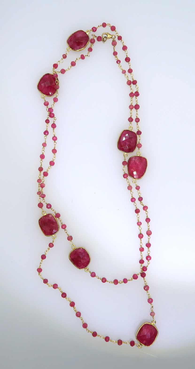 Pink Tourmaline Bead Fashion Necklace